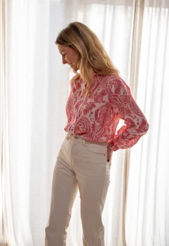 Chemisiers & Blouses-EASY-CLOTHES Chemise Othan - Rouge & Rose - FluideEasy Clothes Rouge et rose