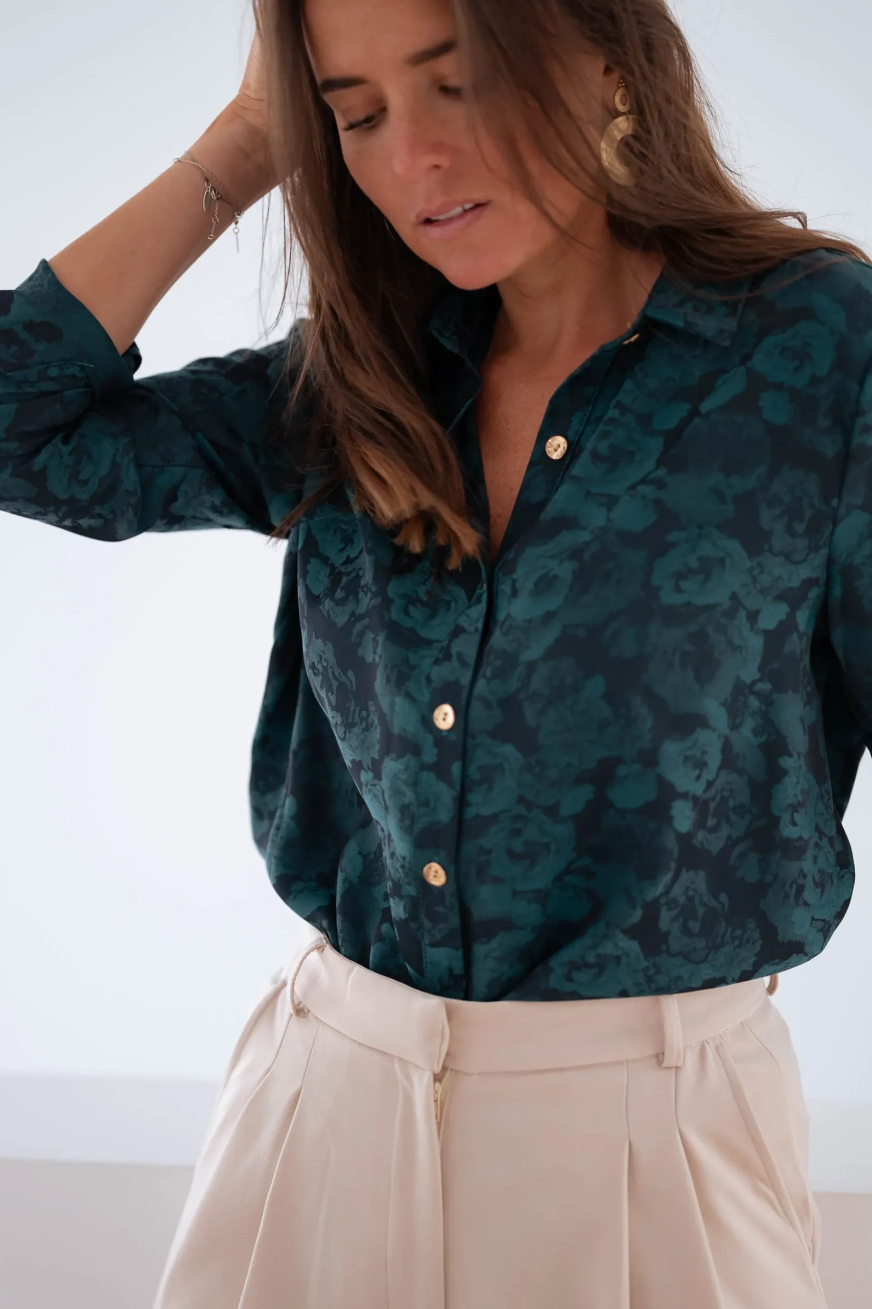 Chemisiers & Blouses-EASY-CLOTHES Chemise Paula - verte et bleueEasy Clothes Verte et bleue