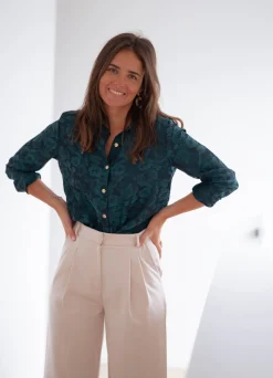 Chemisiers & Blouses-EASY-CLOTHES Chemise Paula - verte et bleueEasy Clothes Verte et bleue