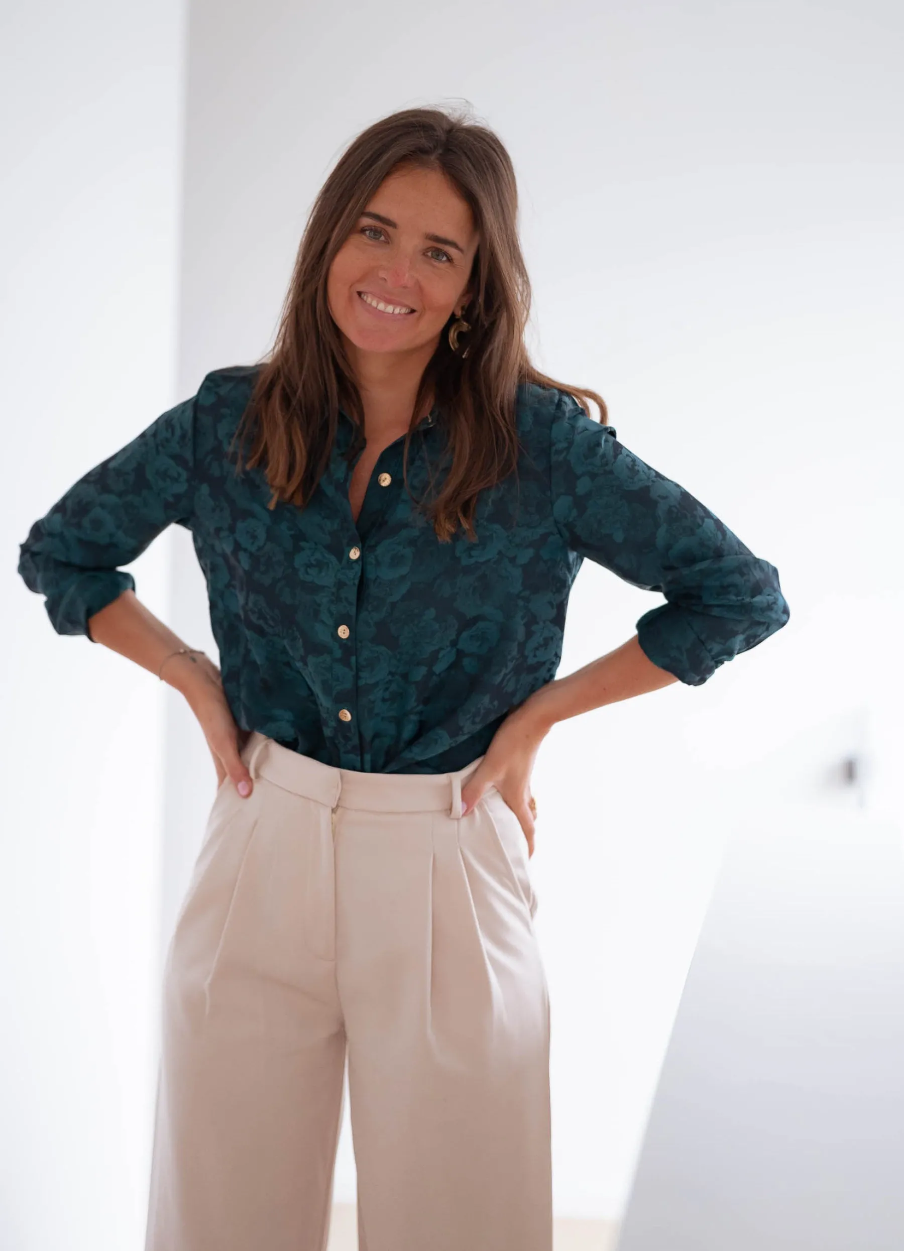 Chemisiers & Blouses-EASY-CLOTHES Chemise Paula - verte et bleueEasy Clothes Verte et bleue