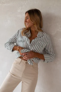 Chemisiers & Blouses-EASY-CLOTHES Chemise Praia - écrue à lignes vertesEasy Clothes Écrue à lignes vertes