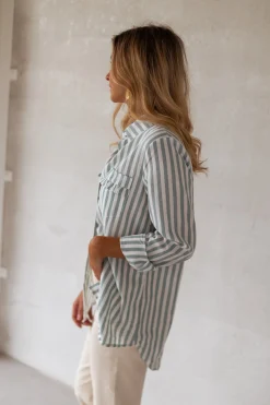 Chemisiers & Blouses-EASY-CLOTHES Chemise Praia - écrue à lignes vertesEasy Clothes Écrue à lignes vertes       