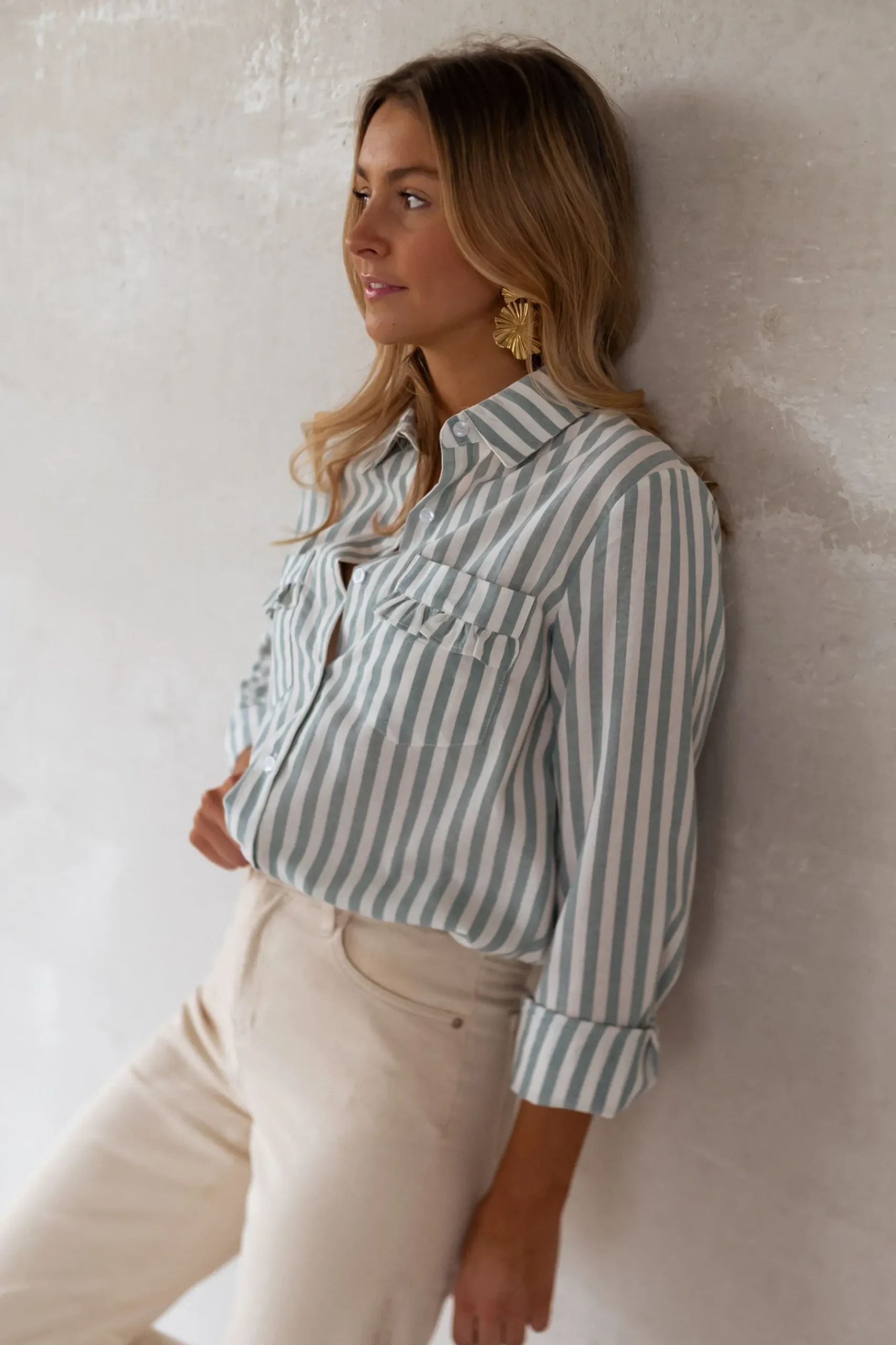 Chemisiers & Blouses-EASY-CLOTHES Chemise Praia - écrue à lignes vertesEasy Clothes Écrue à lignes vertes