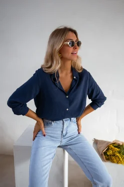 Chemisiers & Blouses-EASY-CLOTHES Chemise Sinou - Bleue - FluideEasy Clothes Bleue       