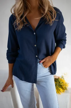 Chemisiers & Blouses-EASY-CLOTHES Chemise Sinou - Bleue - FluideEasy Clothes Bleue       