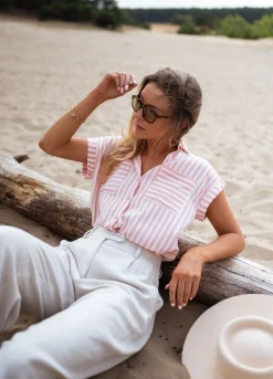 Chemisiers & Blouses-EASY-CLOTHES Chemise Tessy à lignes - roseEasy Clothes Rose       