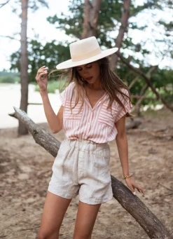 Chemisiers & Blouses-EASY-CLOTHES Chemise Tessy à lignes - roseEasy Clothes Rose       