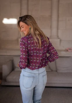 Chemisiers & Blouses-EASY-CLOTHES Chemise Timothy - mauve à motifsEasy Clothes Mauve à motifs       