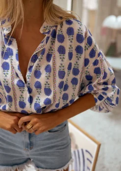 Chemisiers & Blouses-EASY-CLOTHES Chemisier Blanc - Marley - Avec Motifs - Doux & FluideEasy Clothes       