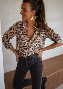 Chemisiers & Blouses-EASY-CLOTHES Chemisier Stefan - Motifs Léopard - Fluide & ModerneEasy Clothes Léopard