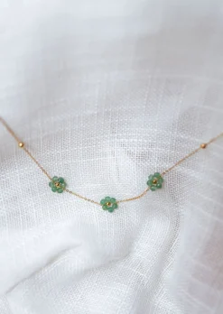 Colliers-EASY-CLOTHES Collier Flowi vert et doré | Collier fleurs | Prêt-à-porter en ligne | Easy Clothes Vert et doré       