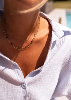 Colliers-EASY-CLOTHES Collier Laza doré et vert | Collier multi-rangs | Prêt-à-porter en ligne | Easy Clothes Doré et vert       