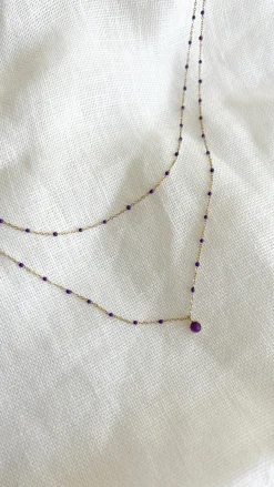Colliers-EASY-CLOTHES Collier Luam - mauve et doréEasy Clothes Mauve et doré       