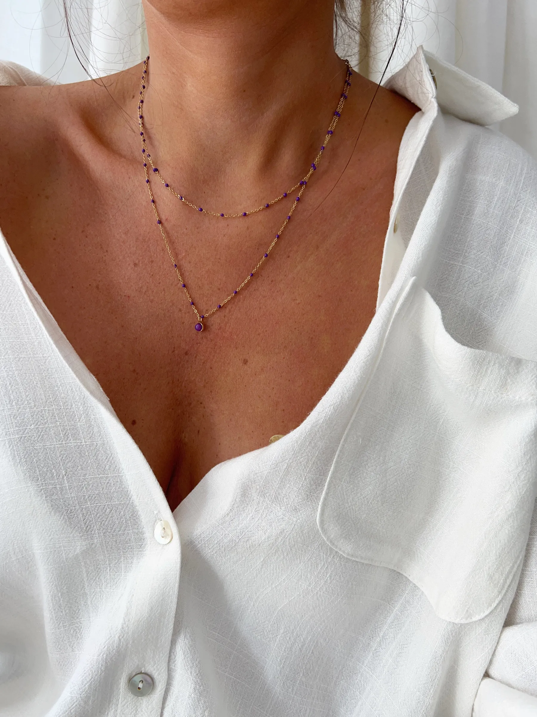 Colliers-EASY-CLOTHES Collier Luam - mauve et doréEasy Clothes Mauve et doré