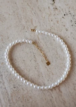 Colliers-EASY-CLOTHES Collier Perla - Perles Ocres - Ajustable - Acier InoxydableEasy Clothes