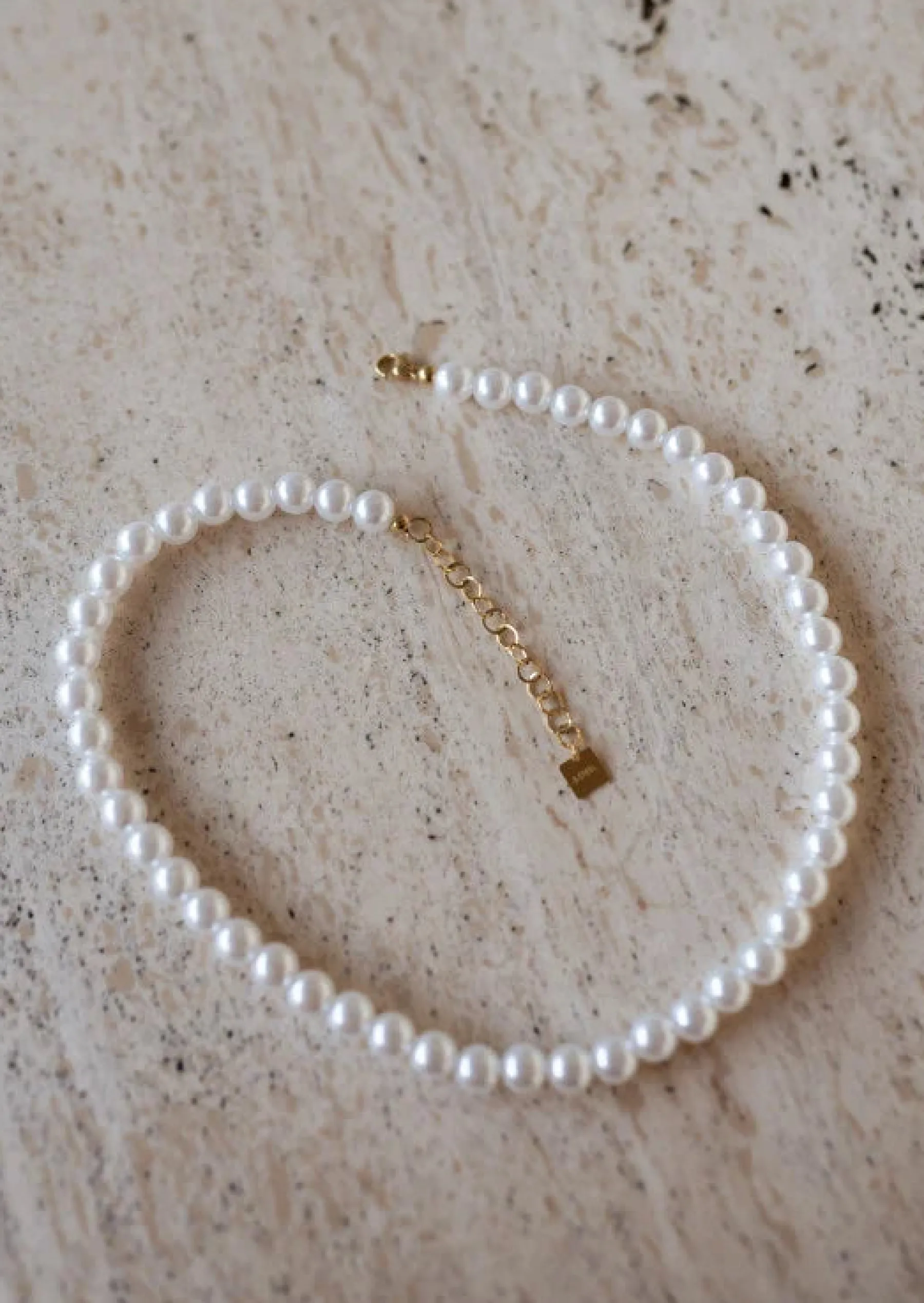 Colliers-EASY-CLOTHES Collier Perla - Perles Ocres - Ajustable - Acier InoxydableEasy Clothes