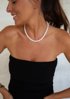 Colliers-EASY-CLOTHES Collier Perla - Perles Ocres - Ajustable - Acier InoxydableEasy Clothes