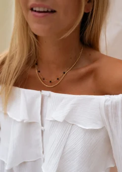 Colliers-EASY-CLOTHES Collier Pruda - Doré & Noir - Ajustable - Acier InoxydableEasy Clothes Doré et noir       