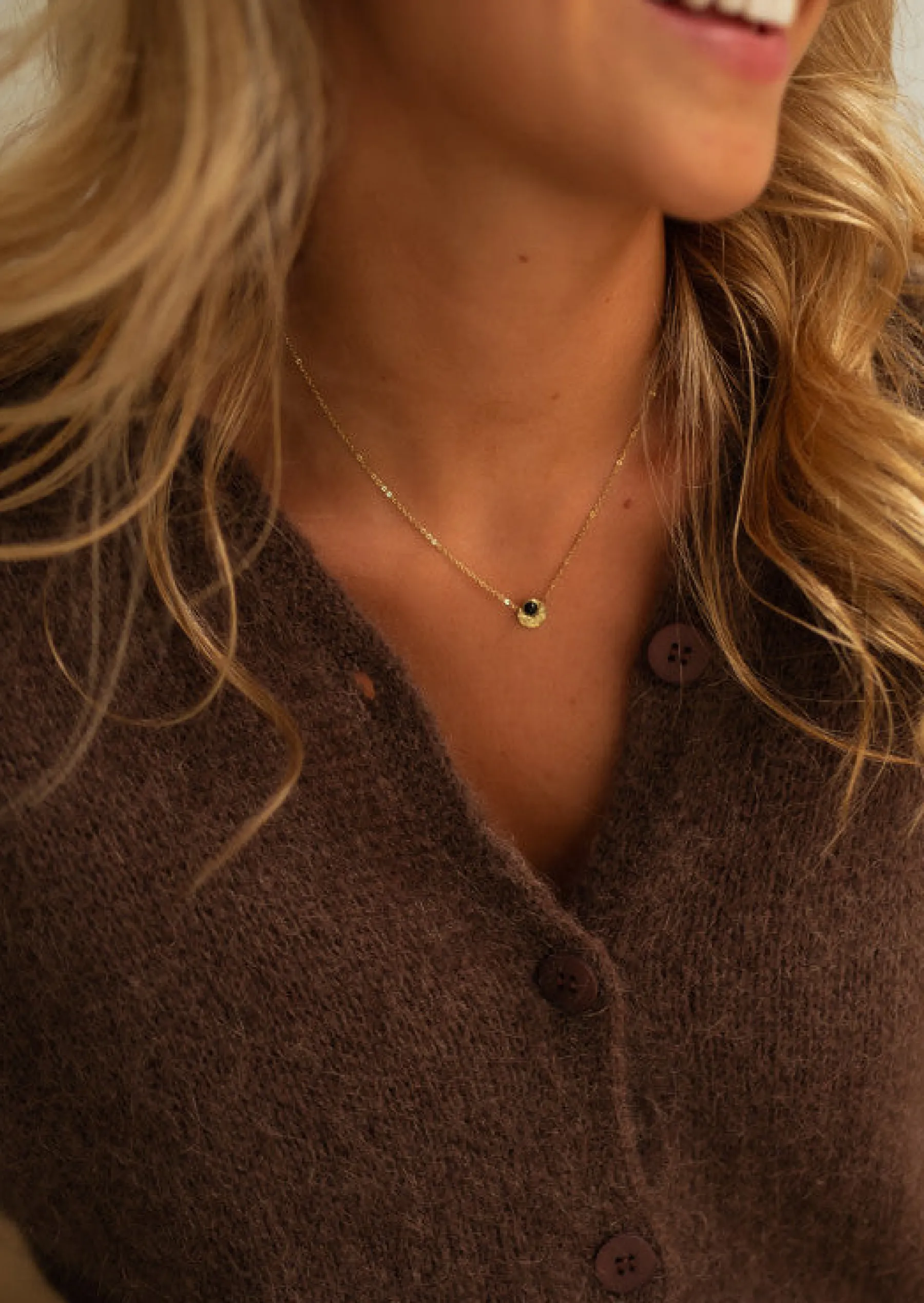 Colliers-EASY-CLOTHES Collier Reno Doré - Perle Noire - Bijoux Easy Clothes Doré