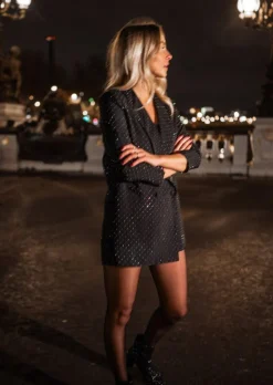 Combinaisons-EASY-CLOTHES Combishort - Noire - Brillante - Tenue de FêteEasy Clothes Noire à brillants       