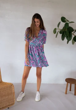 Combinaisons-EASY-CLOTHES Combi-short Beti - verte et rose à motifsEasy Clothes Verte et rose à motifs