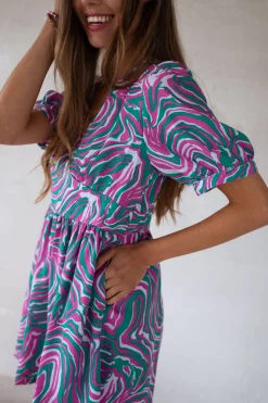 Combinaisons-EASY-CLOTHES Combi-short Beti - verte et rose à motifsEasy Clothes Verte et rose à motifs
