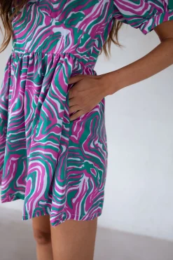 Combinaisons-EASY-CLOTHES Combi-short Beti - verte et rose à motifsEasy Clothes Verte et rose à motifs