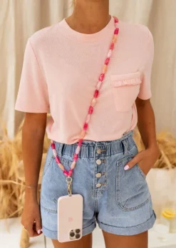Accessoires Téléphone-EASY-CLOTHES Cordon De Téléphone - Feder - Perles Roses - Bijoux & AccessoiresEasy Clothes En perles roses