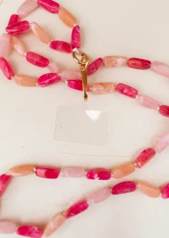 Accessoires Téléphone-EASY-CLOTHES Cordon De Téléphone - Feder - Perles Roses - Bijoux & AccessoiresEasy Clothes En perles roses