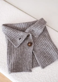 Echarpes & Foulards-EASY-CLOTHES Echarpe Oxford - Grise - Col Montant - DouceEasy Clothes Grise       