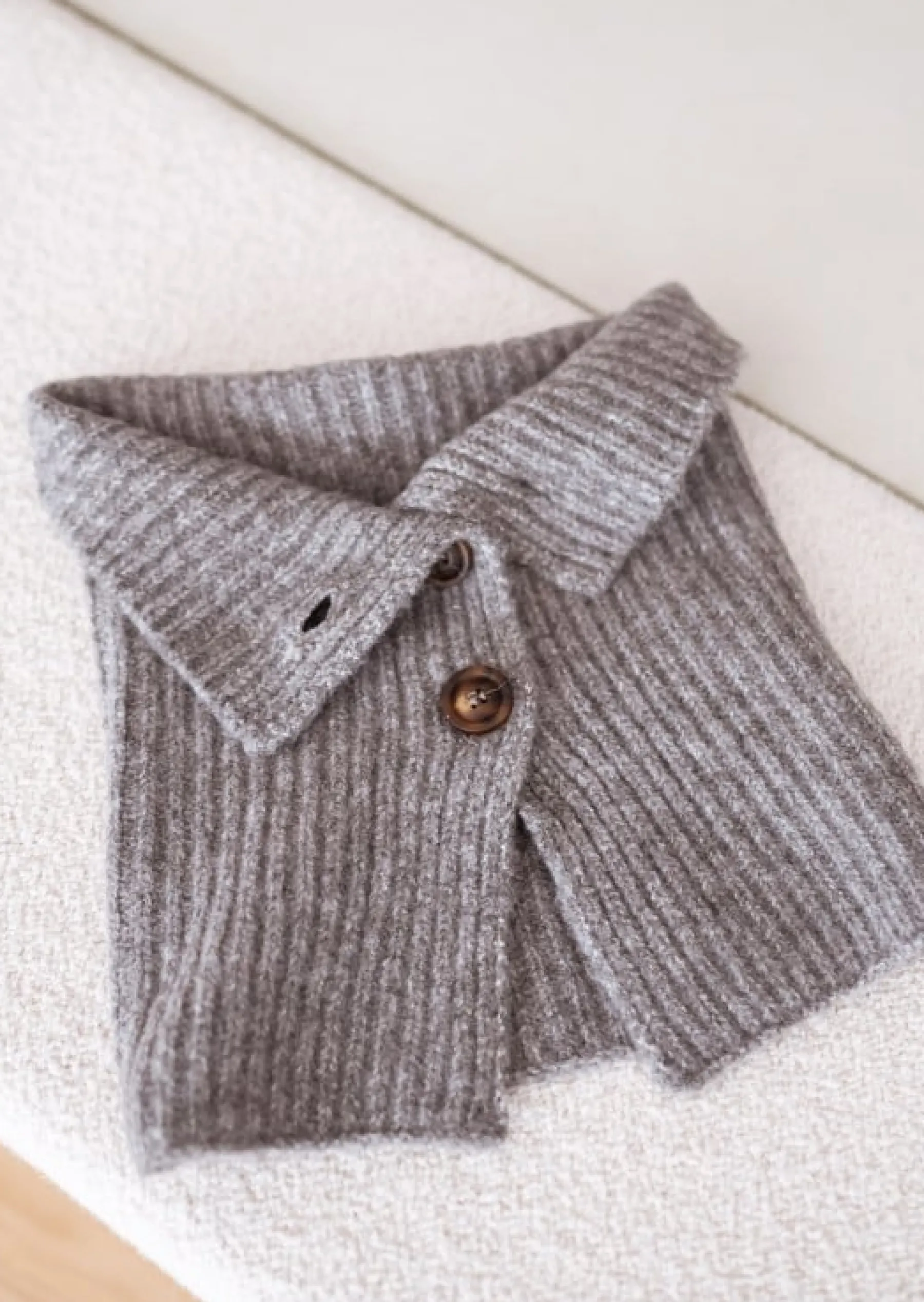 Echarpes & Foulards-EASY-CLOTHES Echarpe Oxford - Grise - Col Montant - DouceEasy Clothes Grise