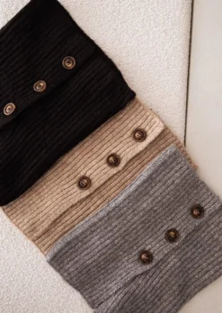 Echarpes & Foulards-EASY-CLOTHES Echarpe Oxford - Noire - Col Montant - DouceEasy Clothes Noire