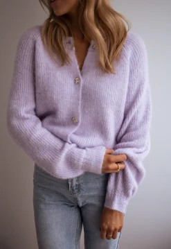 Pulls & Gilets-EASY-CLOTHES Gilet - Isa - À boutons brillantsEasy Clothes Lilas à boutons brillants       