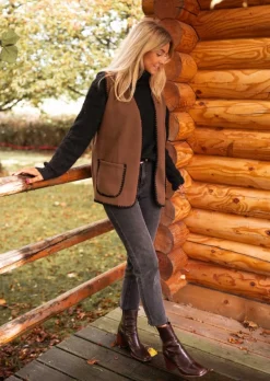 Pulls & Gilets-EASY-CLOTHES Gilet Adam - Made In Italy - Brun & NoirEasy Clothes Brun et noir