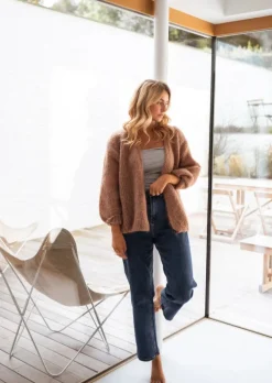 Pulls & Gilets-EASY-CLOTHES Gilet Alina - Camel - Made In Italy - LooseEasy Clothes Camel       
