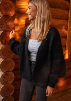 Pulls & Gilets-EASY-CLOTHES Gilet Alina - Noir - Doux - Made In ItalyEasy Clothes Noir