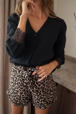 Pulls & Gilets-EASY-CLOTHES Gilet Baltha - noir à dentelleEasy Clothes Noir à dentelle