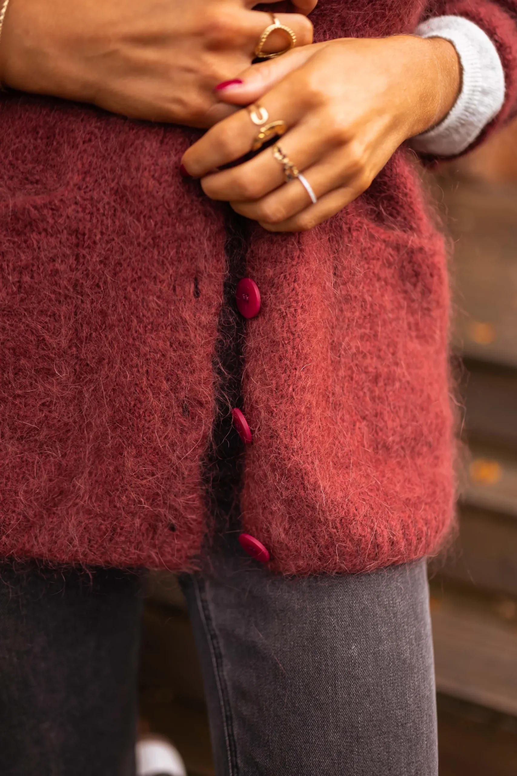 Pulls & Gilets-EASY-CLOTHES Gilet Bordeaux - Gabriel - Vêtements FemmeEasy Clothes Bordeaux