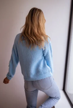 Pulls & Gilets-EASY-CLOTHES Gilet Charlise - Bleu à fleursEasy Clothes Bleu à fleurs       