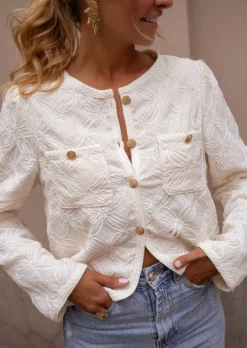 Pulls & Gilets-EASY-CLOTHES Gilet Damien - Écru - Coupe Droite - Vêtements Easy Clothes Écru
