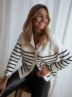 Pulls & Gilets-EASY-CLOTHES Gilet Danie - à lignesEasy Clothes À lignes