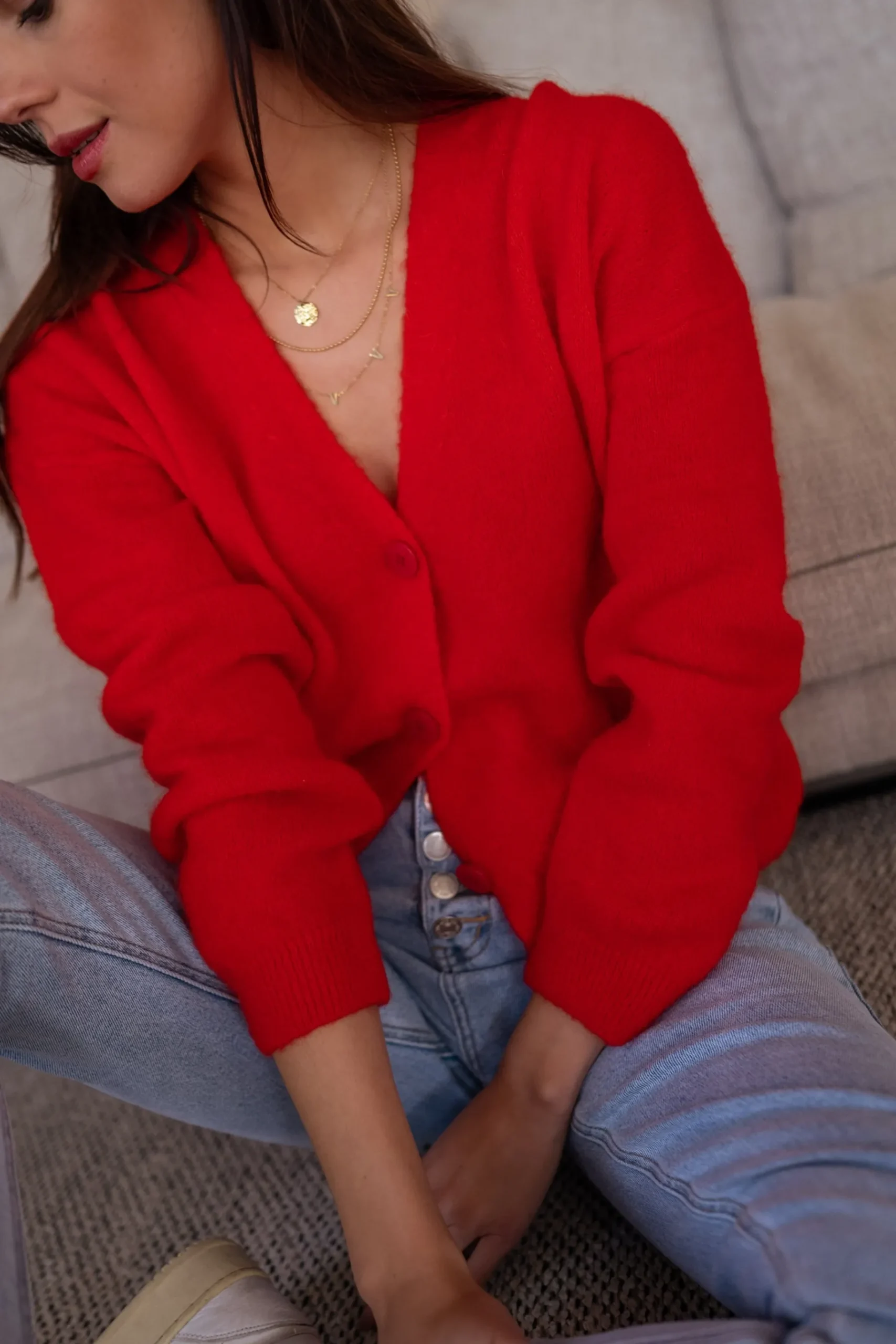 Pulls & Gilets-EASY-CLOTHES Gilet Gina - rougeEasy Clothes Rouge