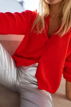 Pulls & Gilets-EASY-CLOTHES Gilet Gina - rougeEasy Clothes Rouge