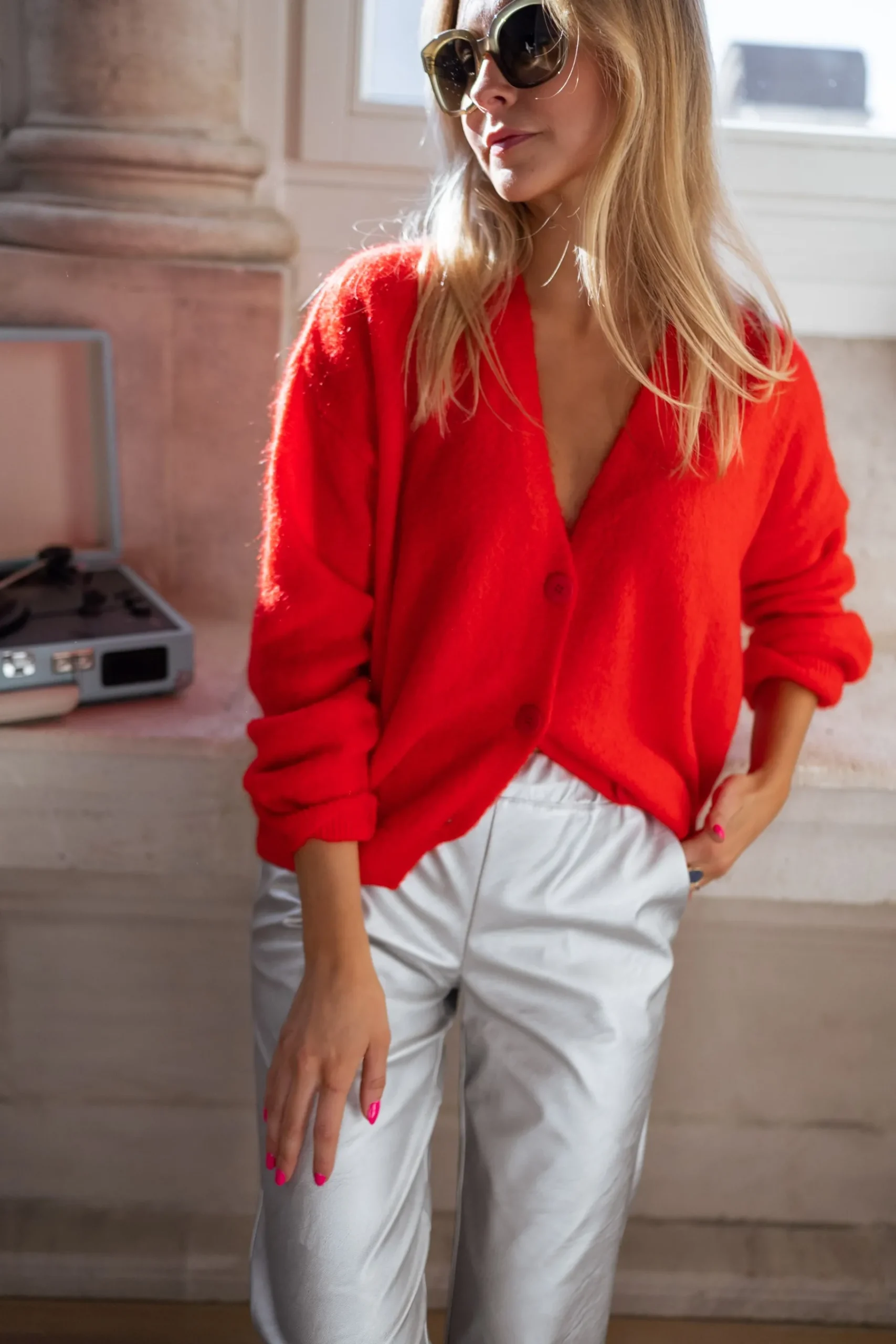 Pulls & Gilets-EASY-CLOTHES Gilet Gina - rougeEasy Clothes Rouge