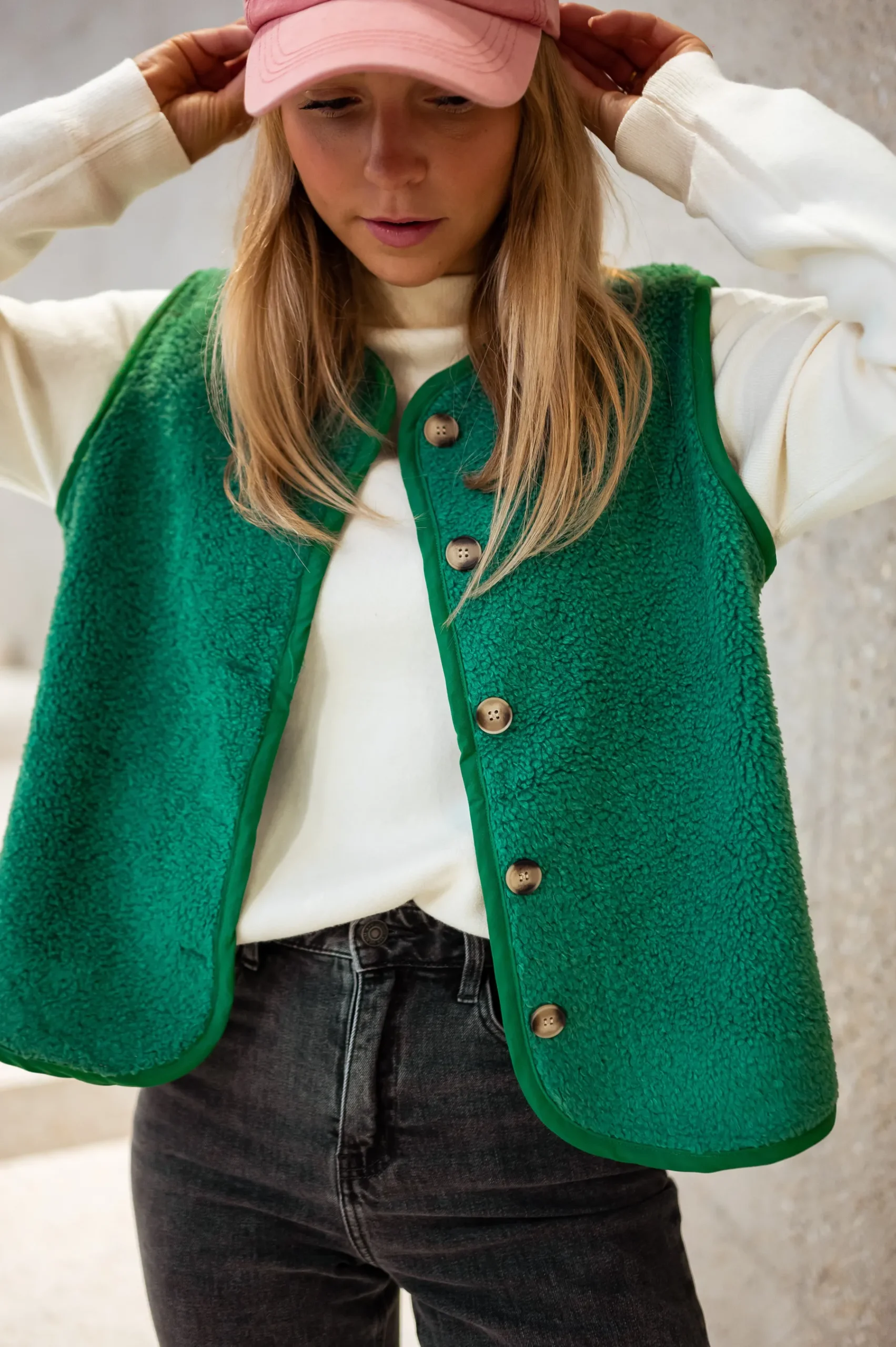 Pulls & Gilets-EASY-CLOTHES Gilet Jay - VertEasy Clothes Vert sans manche