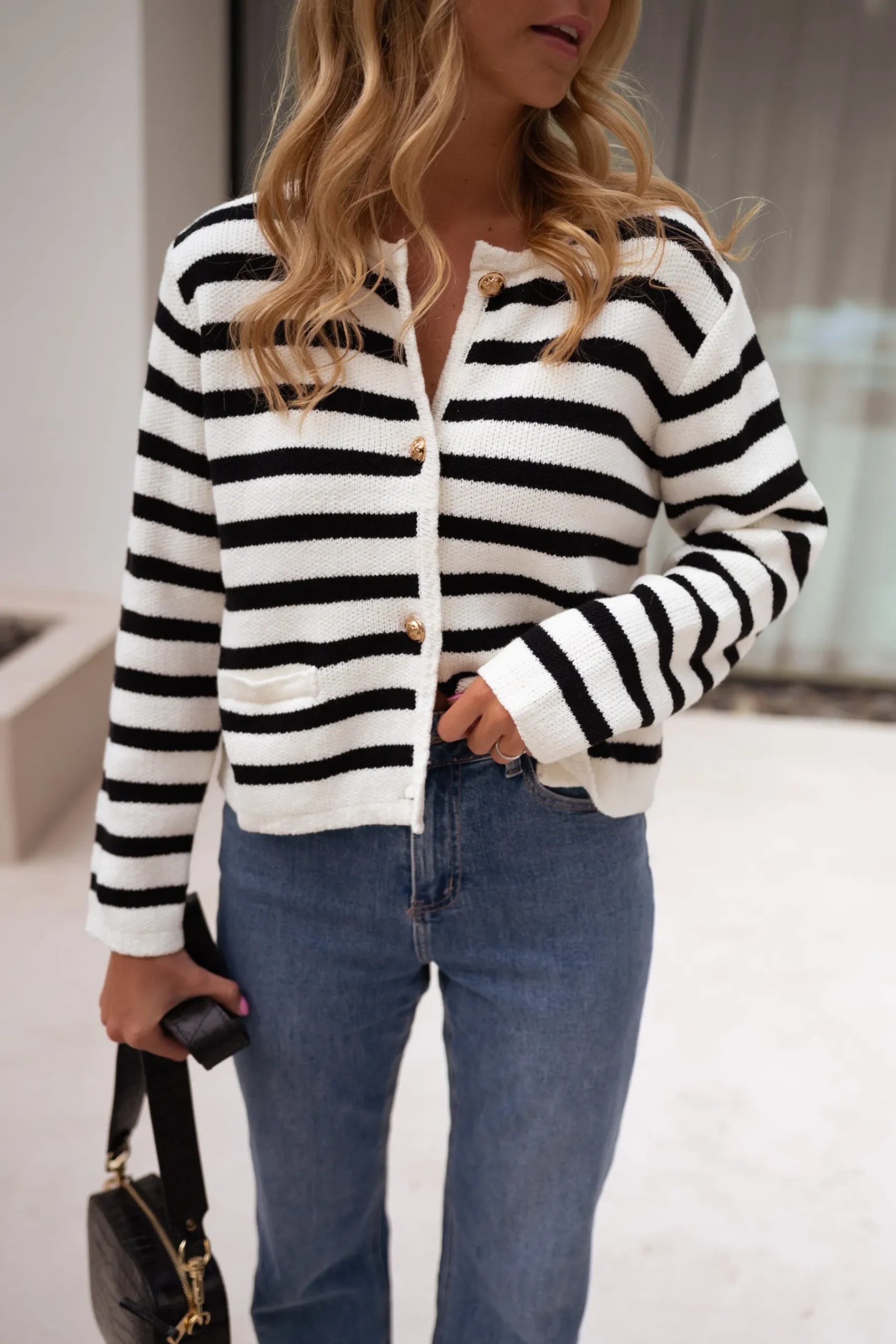 Pulls & Gilets-EASY-CLOTHES Gilet Jeanne - à lignesEasy Clothes À lignes