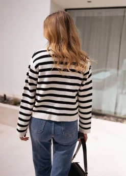 Pulls & Gilets-EASY-CLOTHES Gilet Jeanne - à lignesEasy Clothes À lignes       