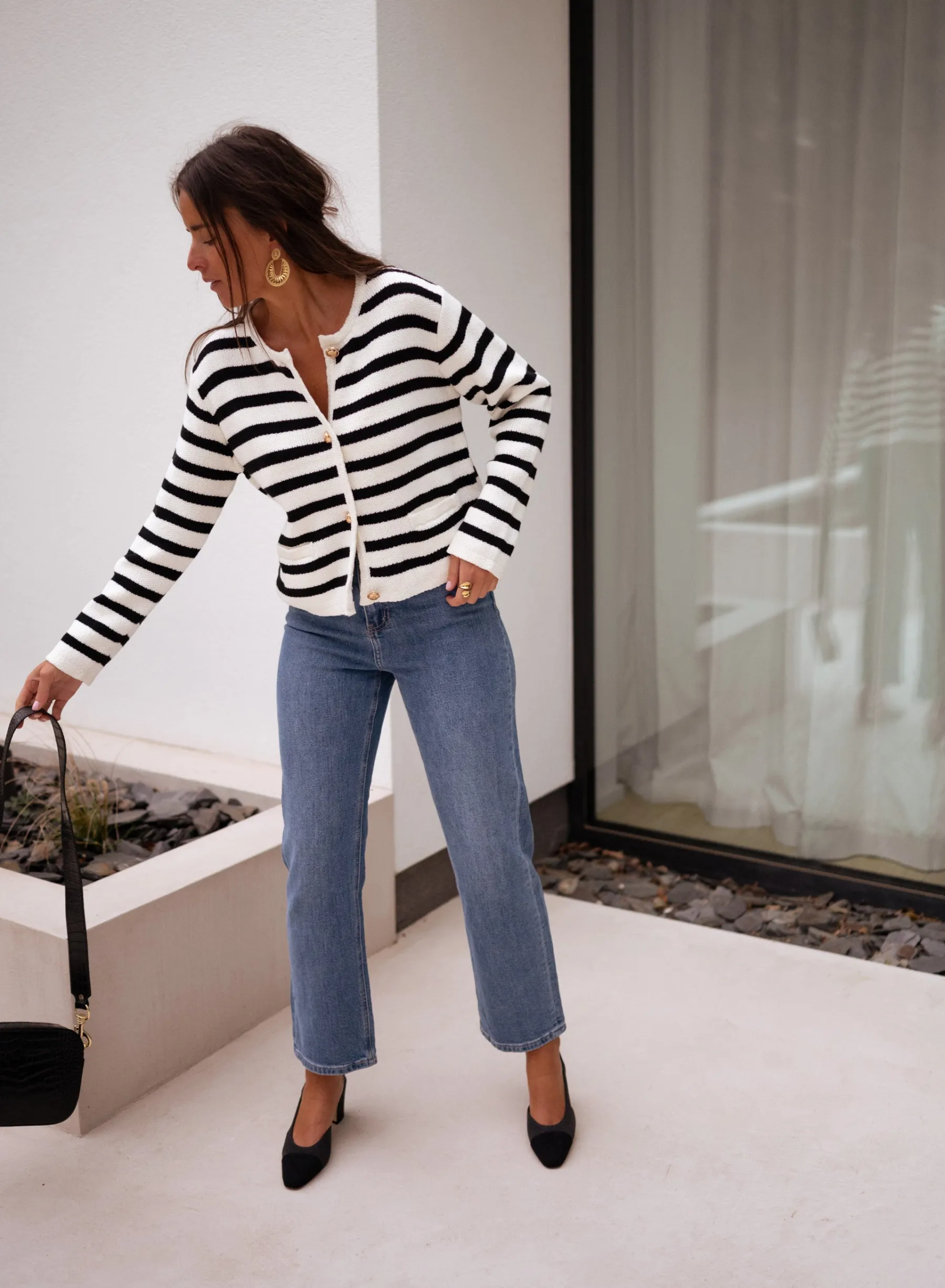 Pulls & Gilets-EASY-CLOTHES Gilet Jeanne - à lignesEasy Clothes À lignes