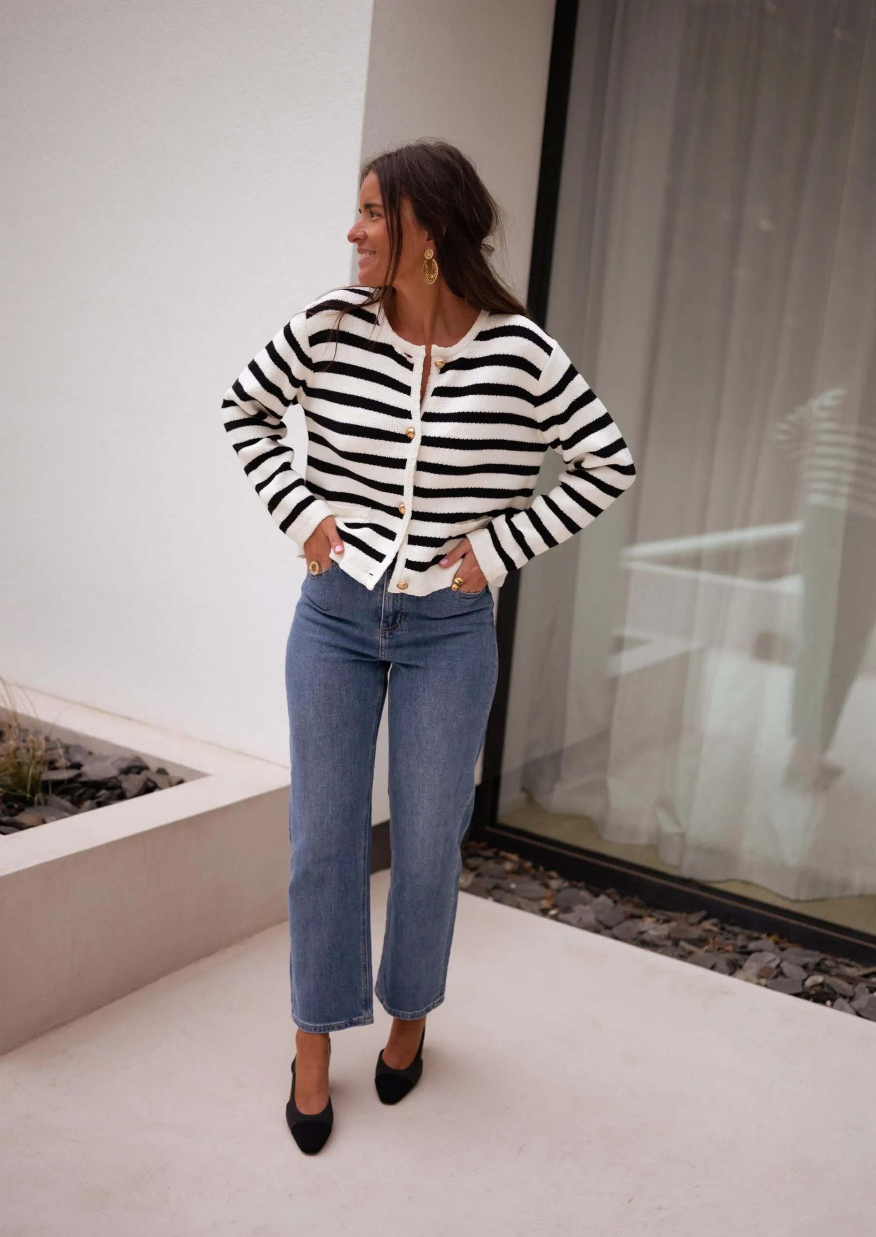 Pulls & Gilets-EASY-CLOTHES Gilet Jeanne - à lignesEasy Clothes À lignes