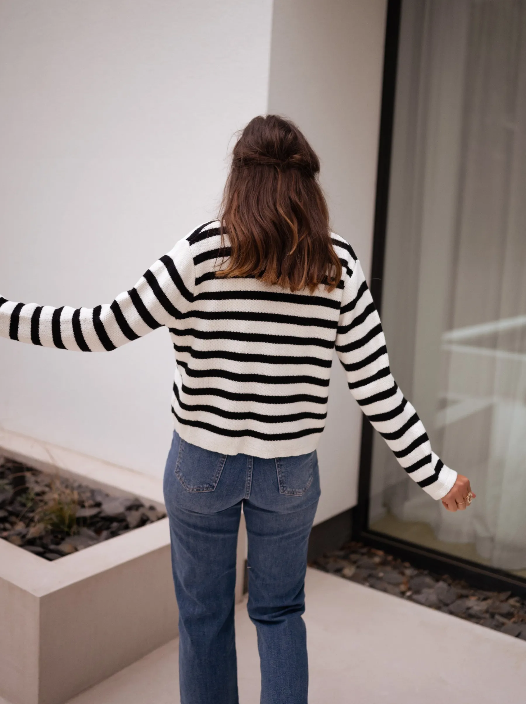 Pulls & Gilets-EASY-CLOTHES Gilet Jeanne - à lignesEasy Clothes À lignes